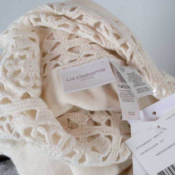NWT Liz Claiborne hand crochet sweater - Large P - Picture 9 of 9